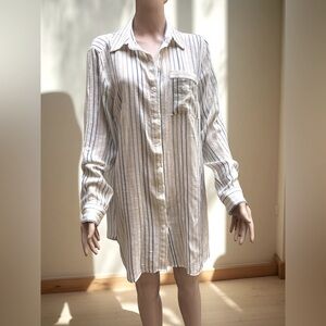 Indigo Rose Shirtdress Striped  Blue & White Large